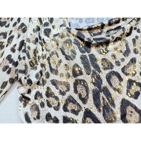 JBS Women's Ruched Top Stretch Size Large Multicolor Leopard Print Long Sleeve - Picture 5 of 11